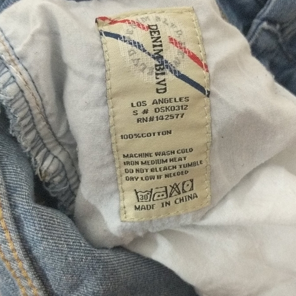 Denim BLVD Paperbag Waist Distressed Denim Skirt - Picture 5 of 6